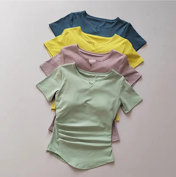 

Костюм для йоги с V-образным вырезом, с коротким рукавом