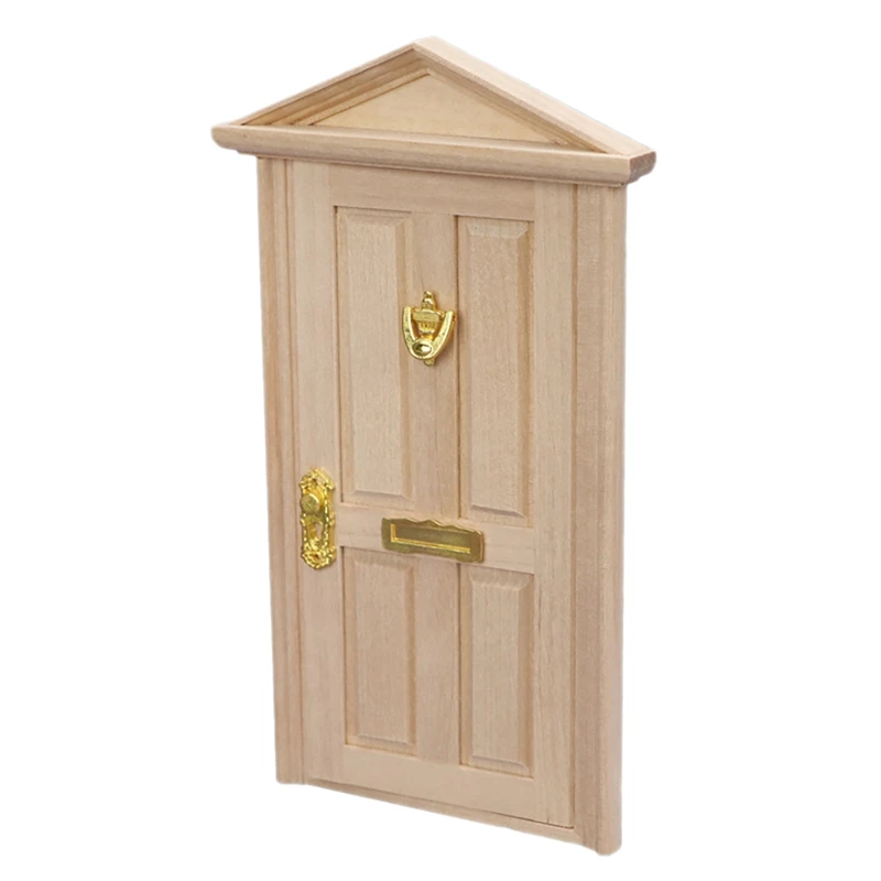 

FBIL-1:12 Dollhouse DIY Mini Door, Wooden Steepletop Window Door For Dollhouse Furniture Accessories