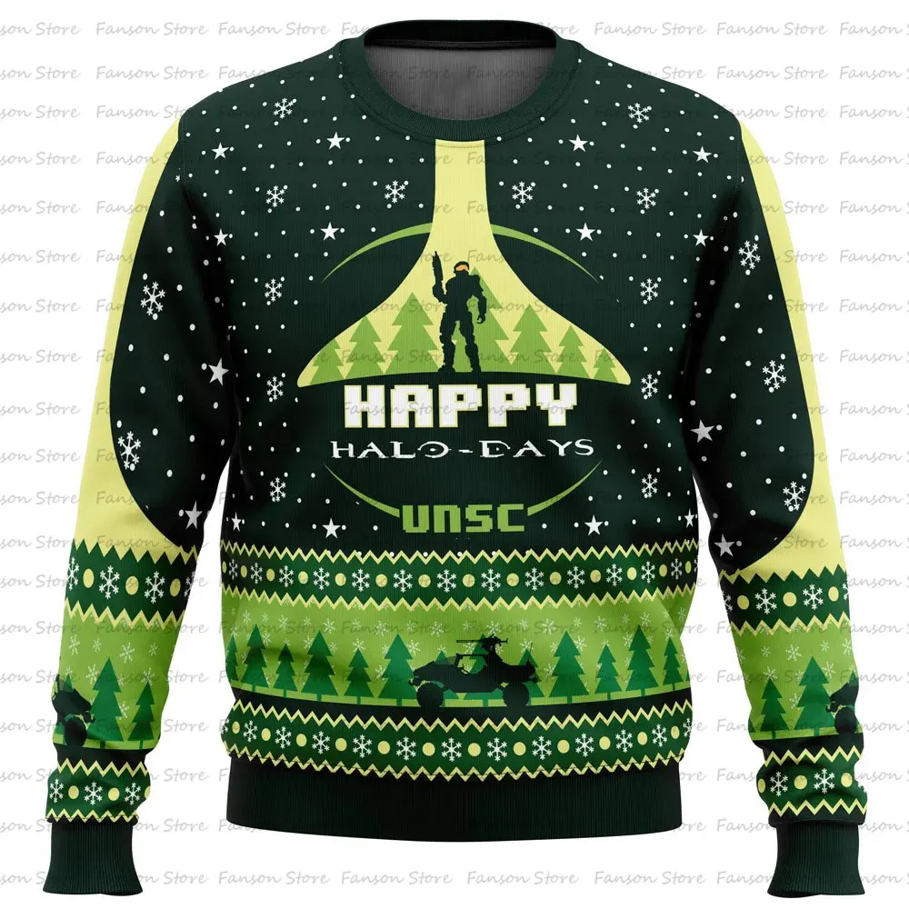 Happy Hallo-Denci- Pull de Noël Аниме для мужчин и женщин Sweat à capuche dessin animé Halo en-ly couple Y-2025
