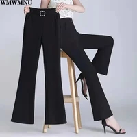 casual straight trousers for women work suit pants high elastic spring summer flare pants plus size 3xl korean loose mom pants