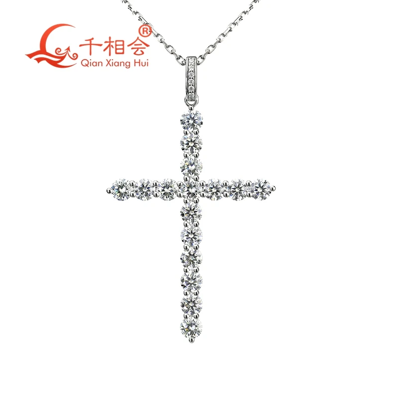 51*36mm  5mm stone Cross  D VVS white moissanite pendant  925 Sterling Silver  Jewelry  Engagement datting gift