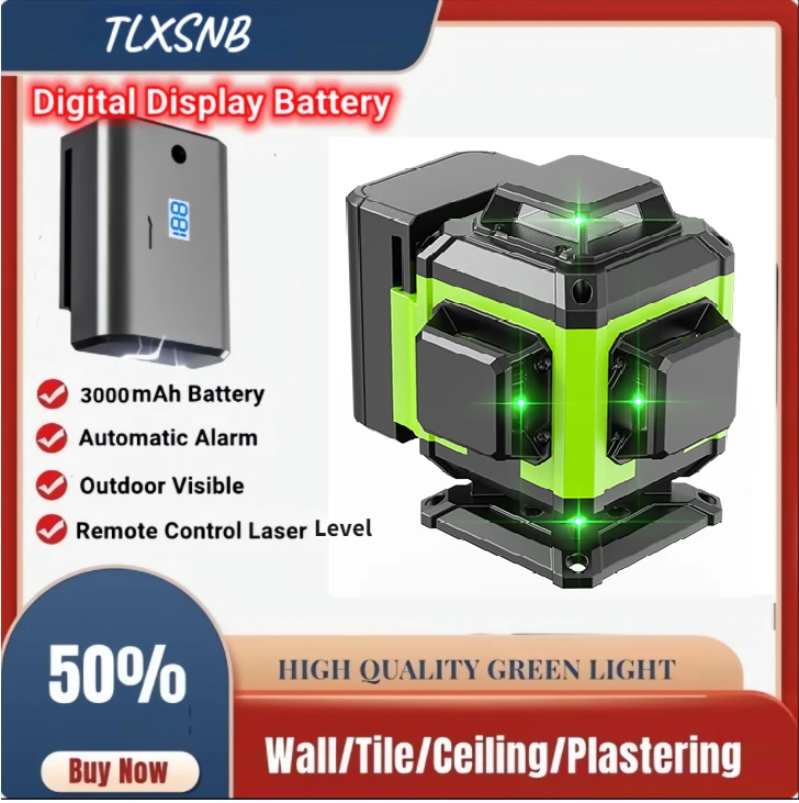 

4D Laser Level Digital display Lithium battery 16 Lines Self-leveling 360° Horizontal and Vertical Super Intensive Laser Level