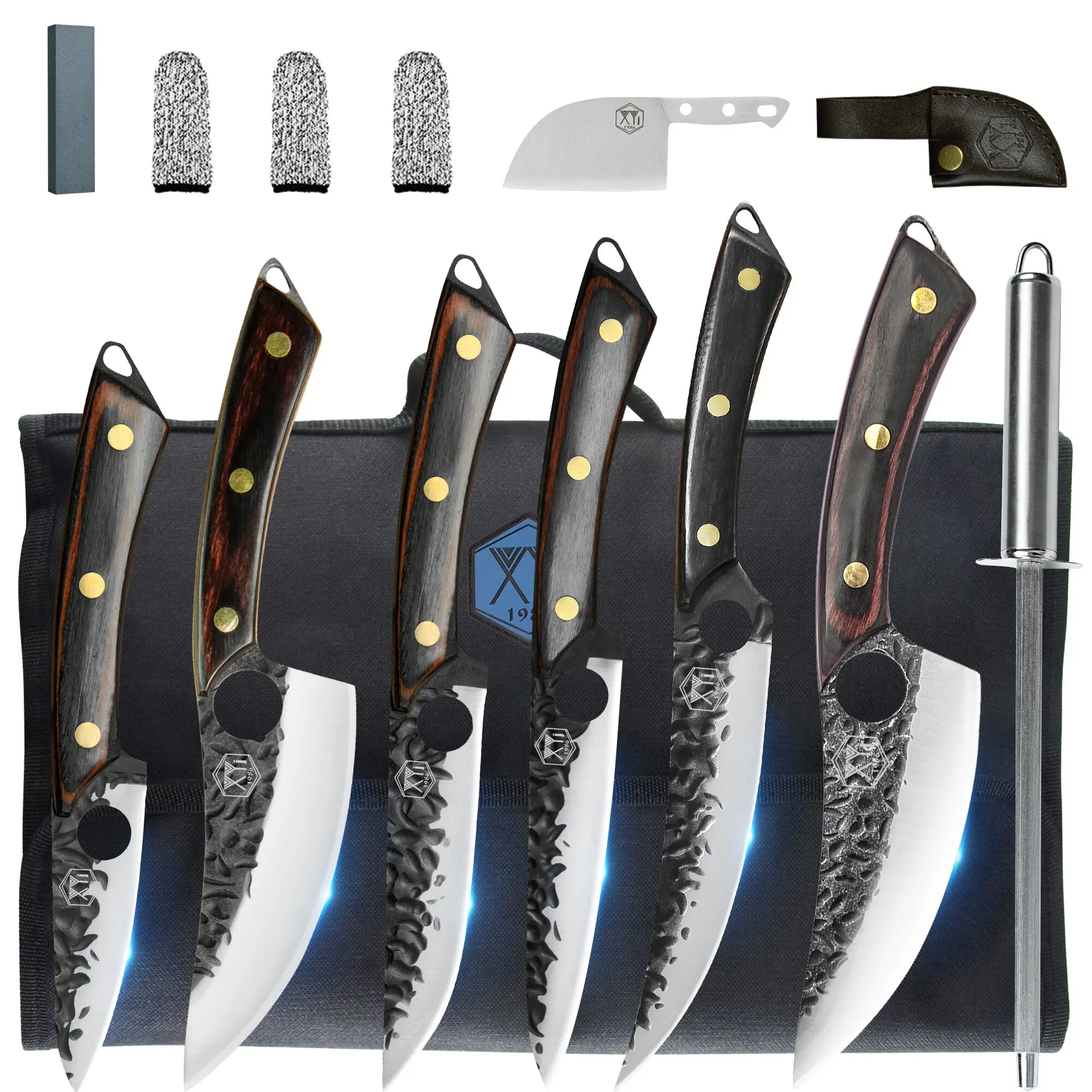 

Knives Tools Kitchen Kit Stainless Steel Handmade Boning Slicing Fish Fillet Paring Fruit Knife Tools Set Full Tang Wood Handle