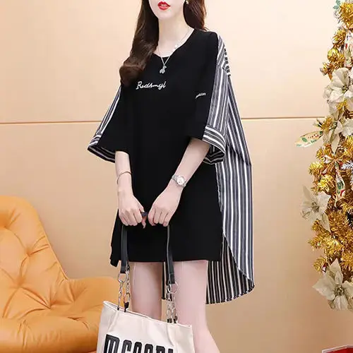 Женская футболка средней длины Элегантный Повседневный пуловер в полоску с