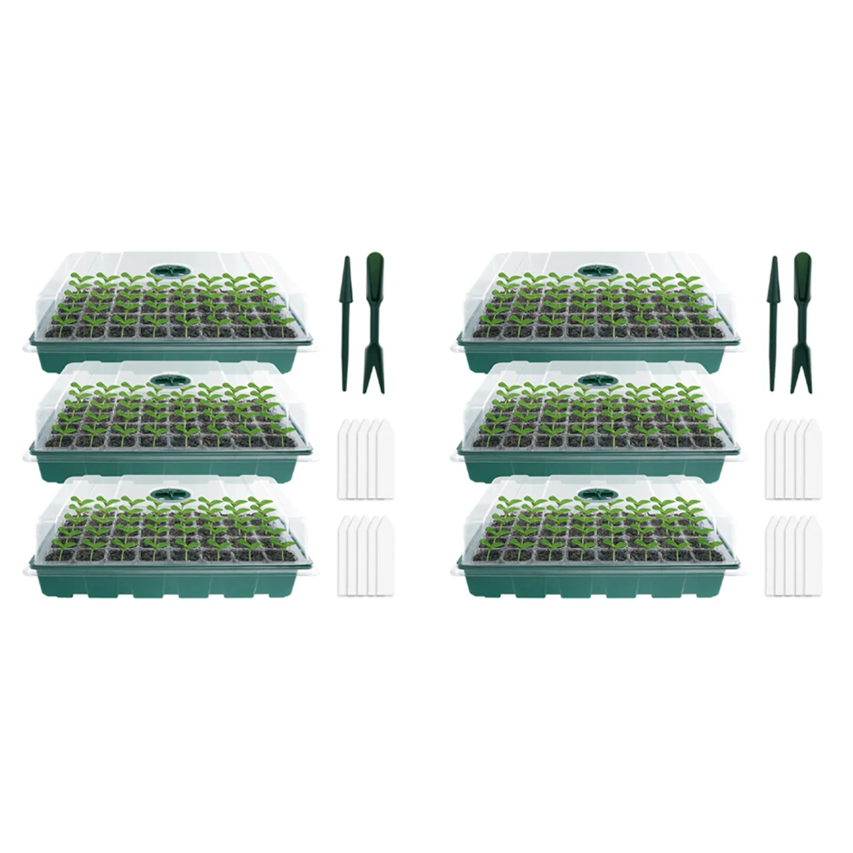 

6X Greenhouse Seed Seedling Trays Flower Plant Germination Grow Box Nursery Pots Greenhouse Gardening Pot Green