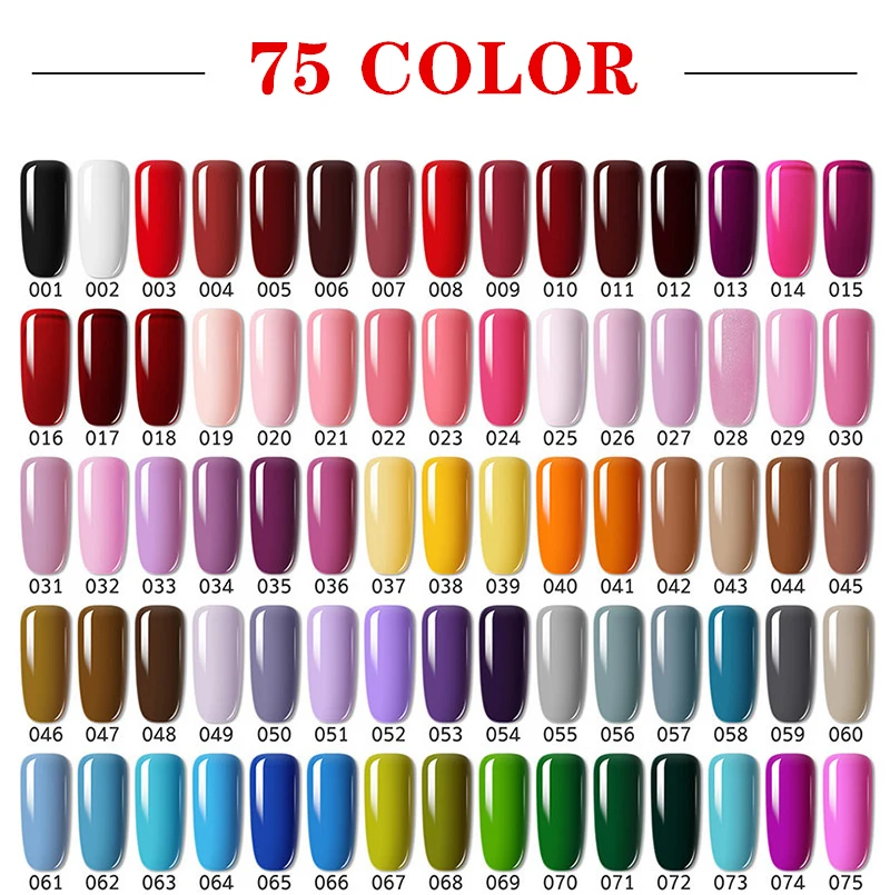 

NEW 15ml Solid Color Nail Gel Polish Semi Permanent Gellack Nail Art Salon 75 Color Soak Off Organic UV LED Nail Gel Varnish