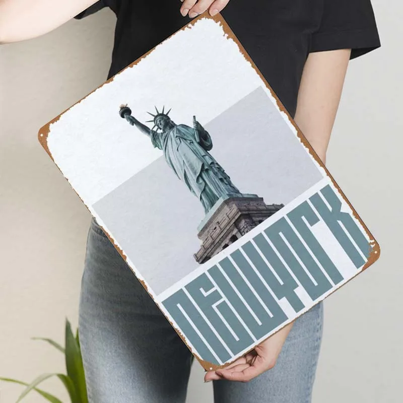 Металлический постер с изображением статуи Свободы Нью-Йорк домашний декор