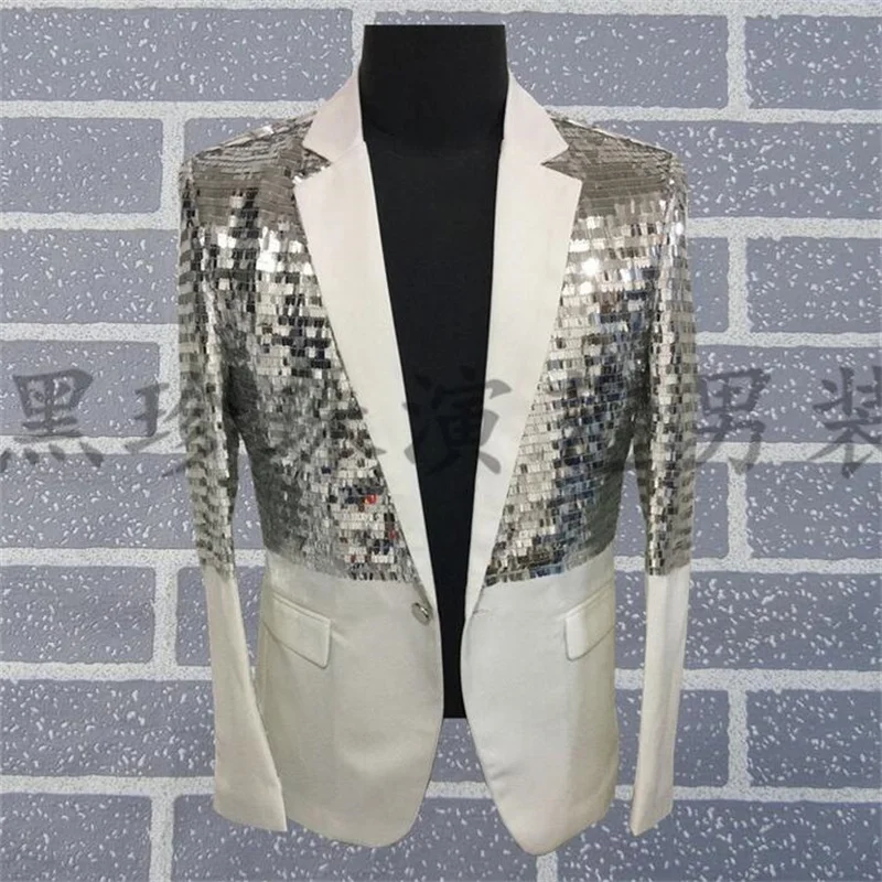

Male paillette suit mens costume male costumes groom blazers men married suits masculino homme terno stage costumes for singers