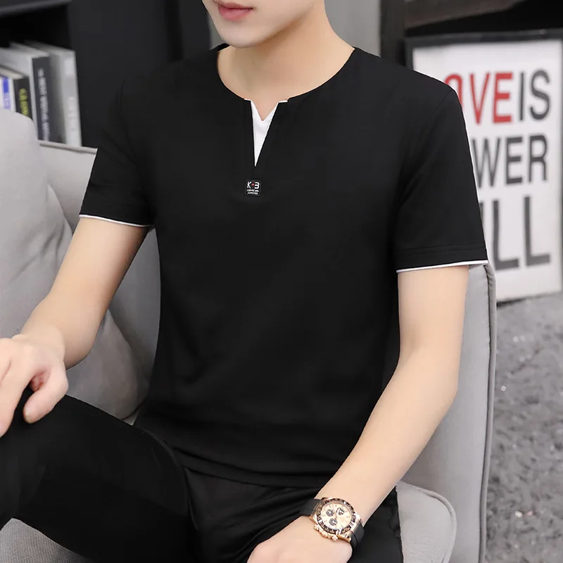 

Футболка мужская хлопковая с коротким рукавом, повседневная тенниска с круглым вырезом, майка с рукавом до локтя