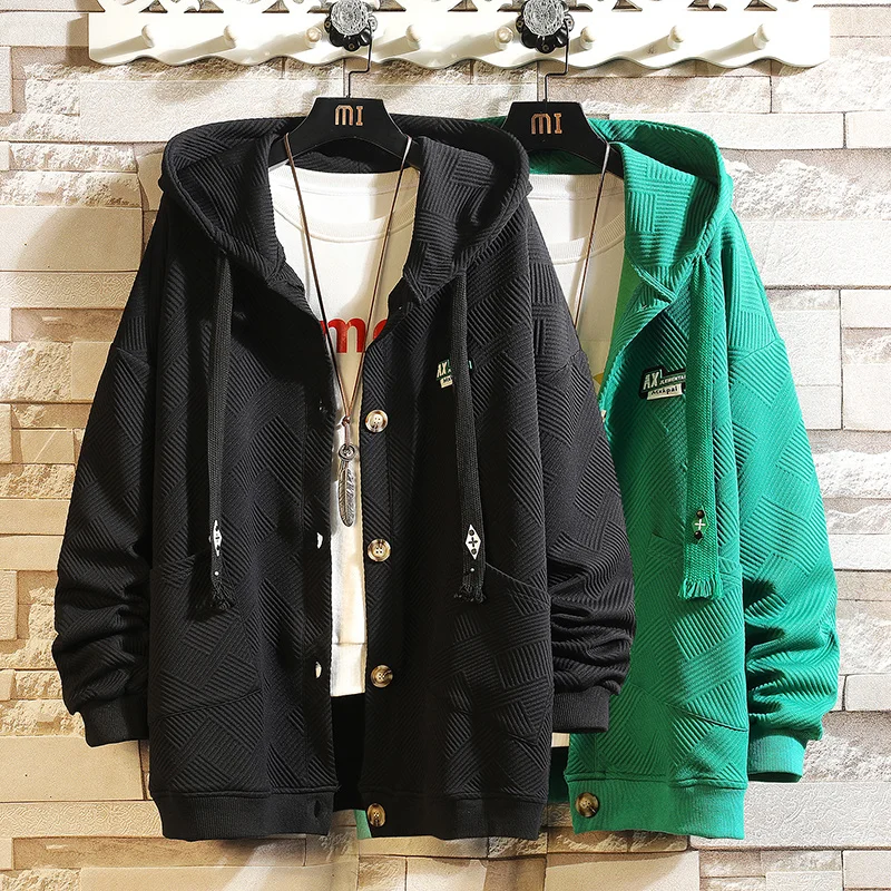 

Men Jackets Harajuku Stripes Autumn New American Retro Casual Hoodie Jacket Sport Zipper Coat Male Clothing Oversize Streetwear