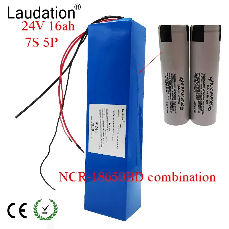 

Laudation 24V 16ah Electric Bicycle Battery 29.4V 16000mAh Belt 15A BMS 250W 350W 18650 Battery Pack Wheelchair Motor