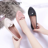 luxury brand genuine leather womens shoes fashion ladies shoes matel decoration loafers solid chain shallow low heels shoes