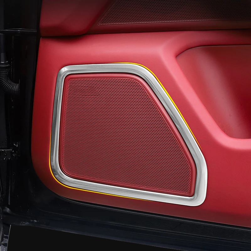 

4Pcs Car Door Audio Horn Decorative Frame Stainless Steel Stickers For Porsche Macan Interior Styling Modification Accessories