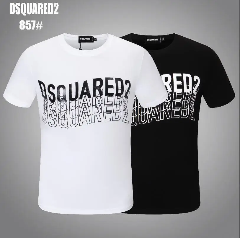 

2022 Hot Classic Men/Women Dsquared2 Round Neck Cotton Letters Print Short Sleeve Shirts Couples Trendy Dress