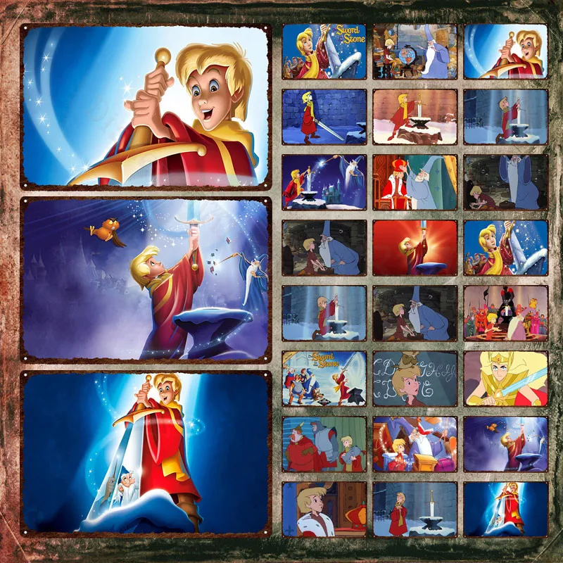 

The Sword In The Stone Disney Metal Signs Classic Cartoon Characters Metal Poster Tin Signs Plate for Kid's Bedroom Decoration