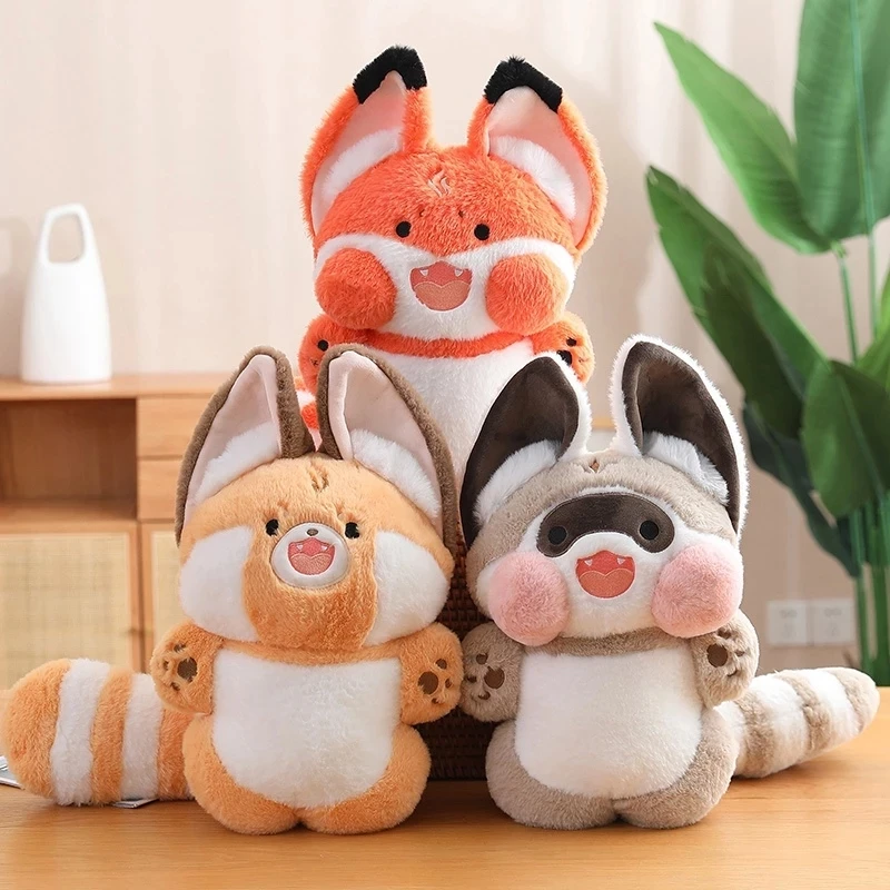 

30/40cm Cartoon Red Cat Plush Toy Anime Stuffed Animals Fox Panda Raccoon Plushies Doll Throw Pillow Kawaii Soft Kids Toys Gifts