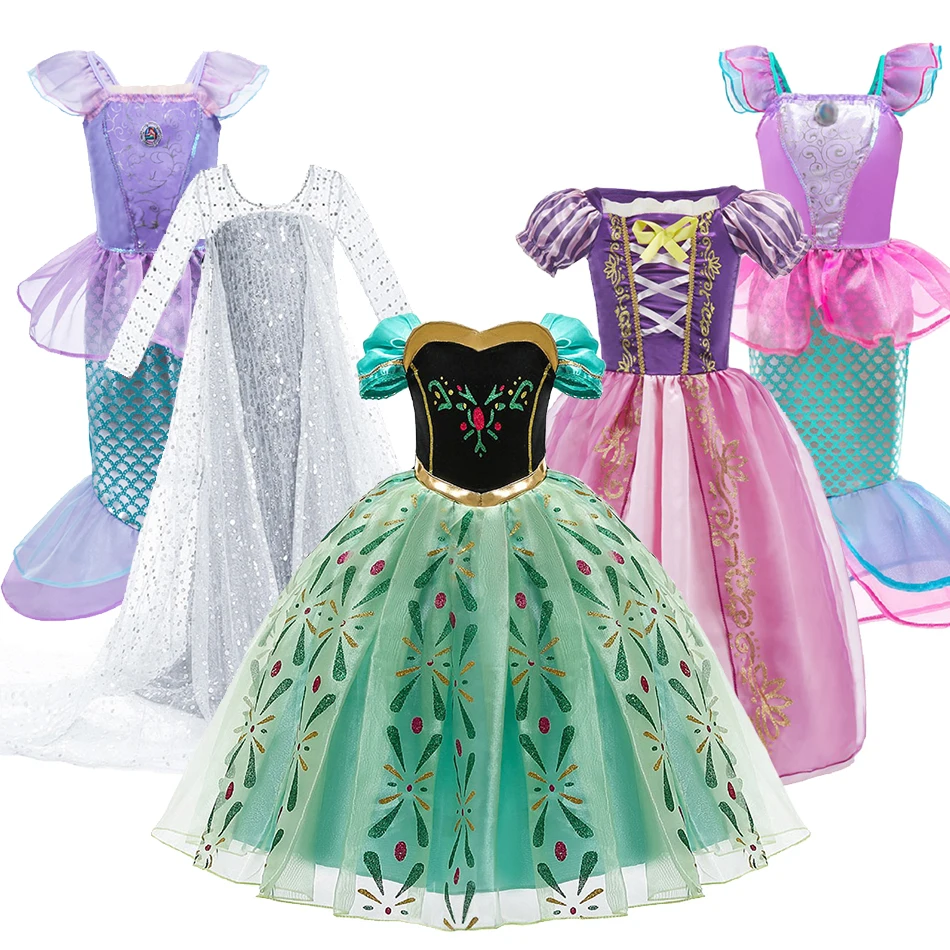 Color : Mermaid02, S : 9-10 Years Seupeak Girls Princess Costume Ariel Shiny Fancy Dress up Fairy Tales Dresses Halloween Birthday Cosplay Carnival Outfit 3-112 Years