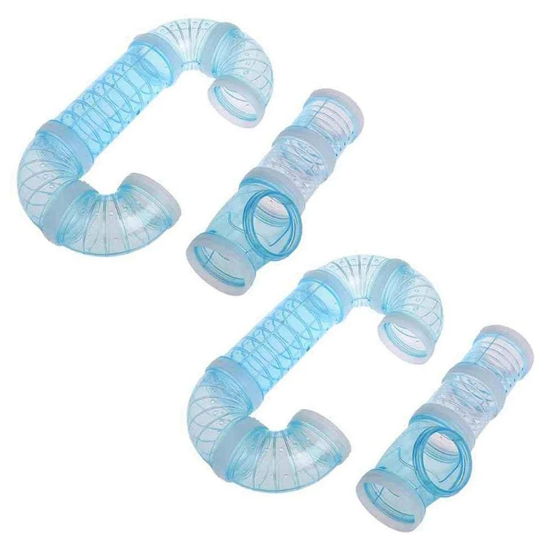 

Hot-2 Set Hamster Tubes, Adventure External Pipe Set Hamster Cage Toys To Expand Space DIY Creative Connection Tunnel Blue