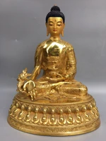 12 tibetan temple collection old bronze gilt painted medicine buddha double lotus terrace worship buddha town house exorcism