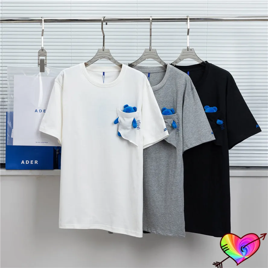 

Irregular ADER ERROR Pocket Bear T-shirt 2022ss Men Women 1:1 High Quality Sleeve Blue Embroidered Logo Ader Error Tee Tops