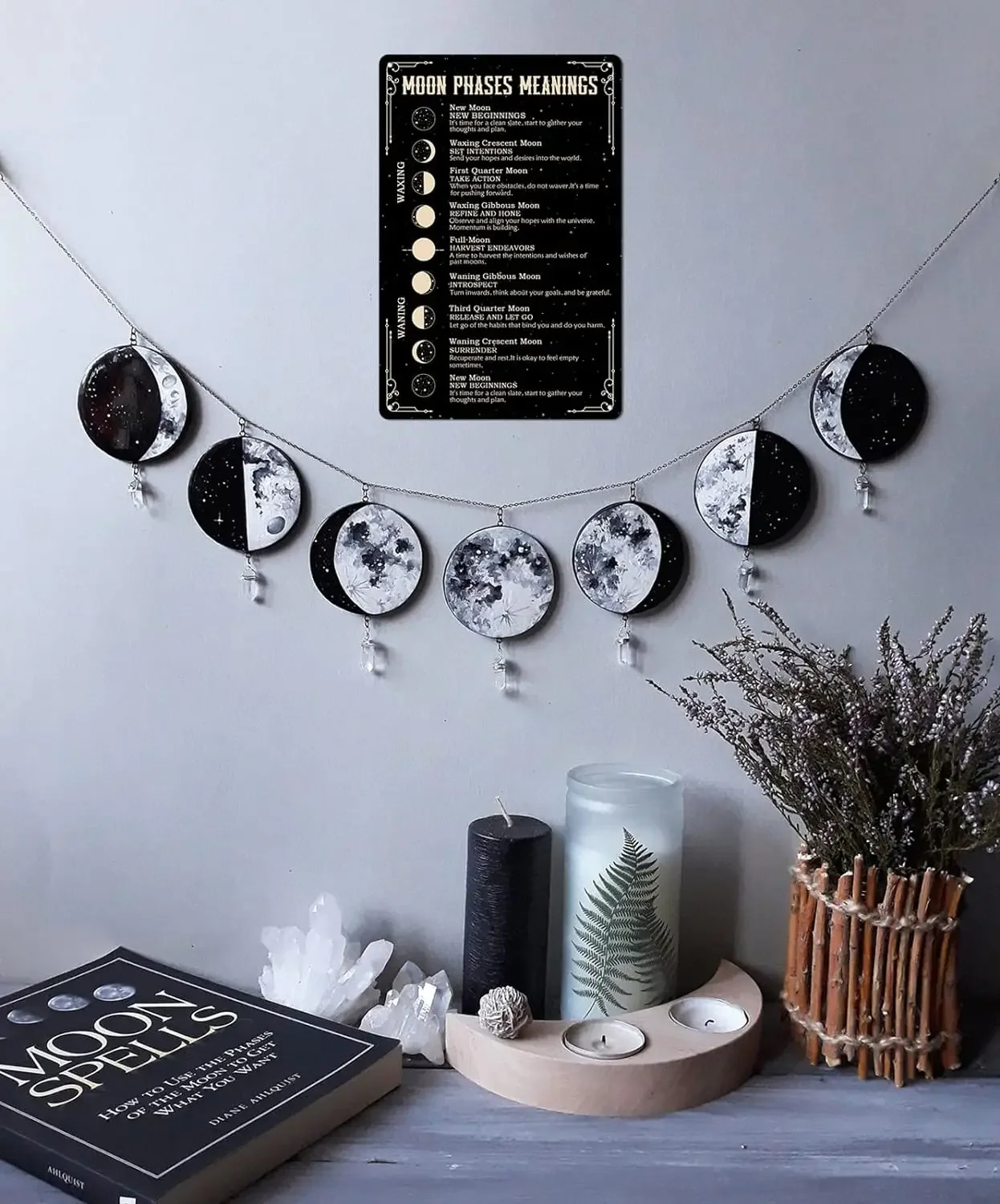 Ведьмовство Фаза Луны Табличка Металлическая Волшебная Вывеска Для Домашнего