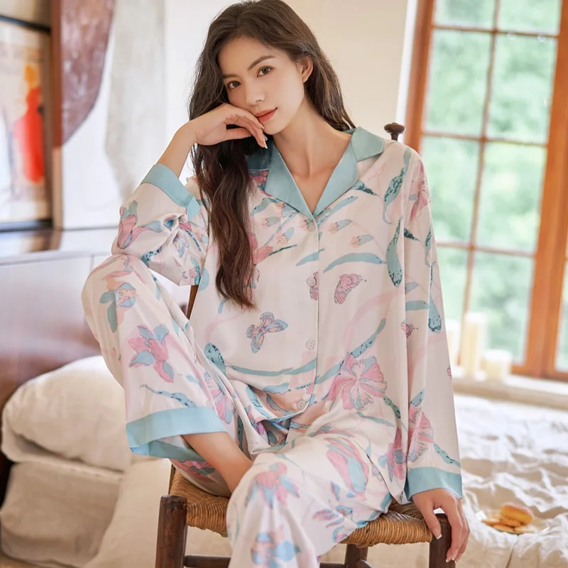 Women Sleepwear Silk Princess Style Sexy Sleepwear Loose Version Pajama Set Girl Pajama Set