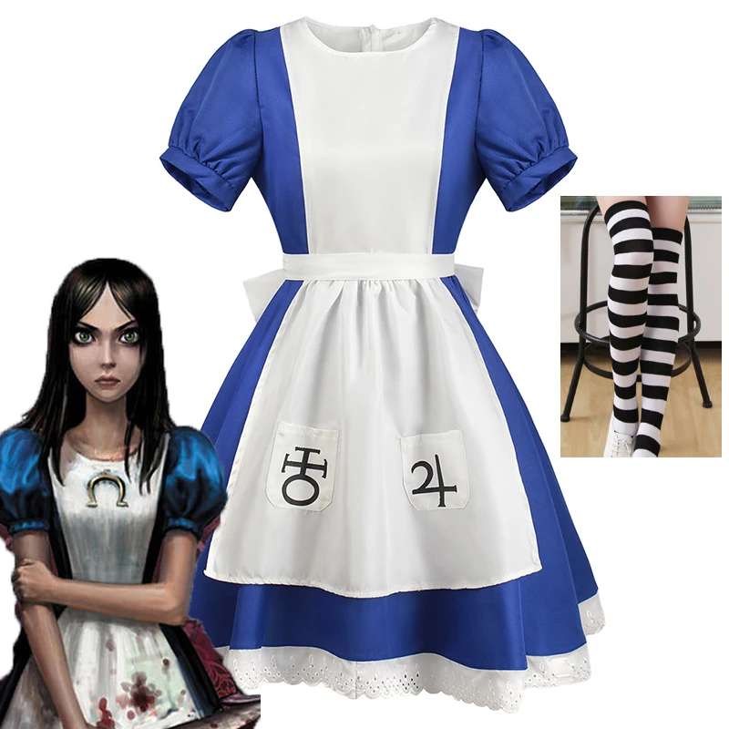 Алиса В Стране Чудес Костюм Для Косплея Комплект Женщин Кавайный Наряд Девочек