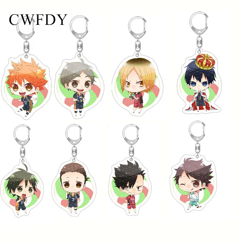 

New Anime Haikyuu!! Cartoon Volleyball Boy Key Chain Hinata Shoyo Kageyama Tobio Cosplay Acrylic Figure Keychain Kawaii Gifts