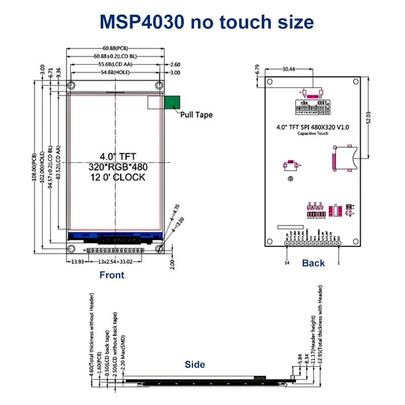 4 0-дюймовый 320X480 SPI TFT ЖК-модуль ESP32 Дисплей ST7796 TN Емкостный сенсорный ЖК-экран для