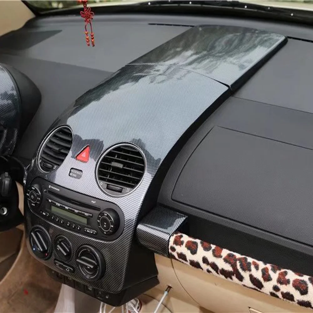 Embellecedor de decoración para Interior de coche, marco de salida de ventilación de aire acondicionado para Volkswagen Beetle 2001-2011, fibra de carbono, consola central