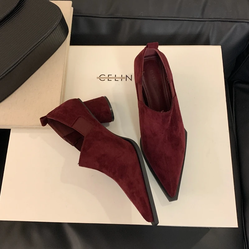 Осень 2024 женские топсайдеры с острым носком модные элегантные туфли-лодочки на