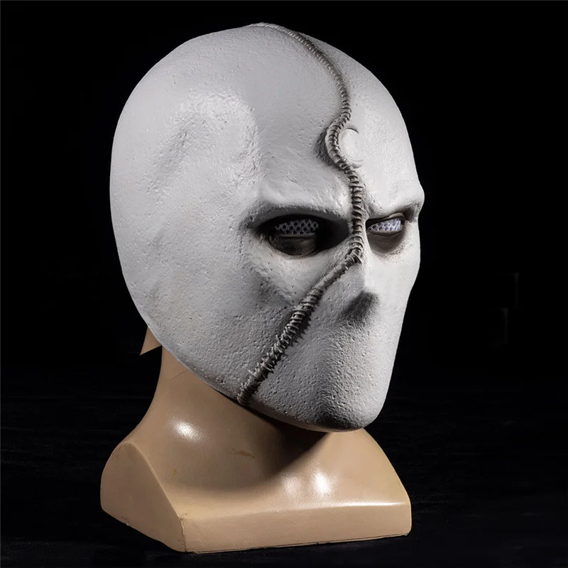 1 шт. маска на Костюм Рыцаря Луны латексный серый светодиодный шлем все лицо