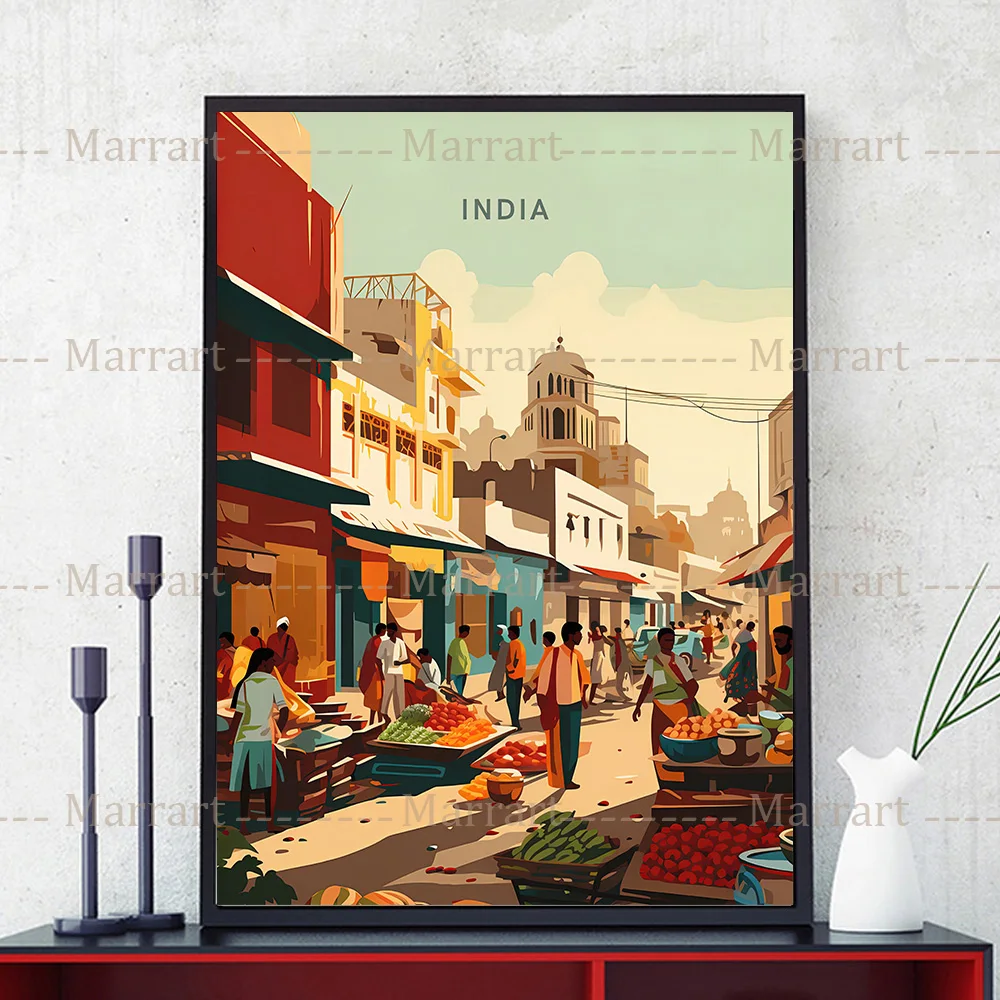 Плакаты для путешествий с оживленным бангкоком плакаты местного рынка Камбоджи