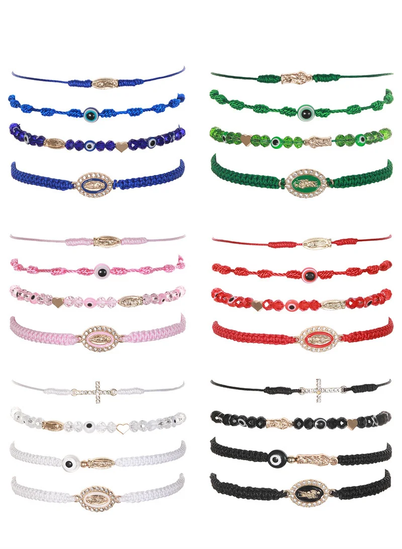 Браслеты с изображением сглаза мексиканские браслеты Девы Марии 24 шт. защитные