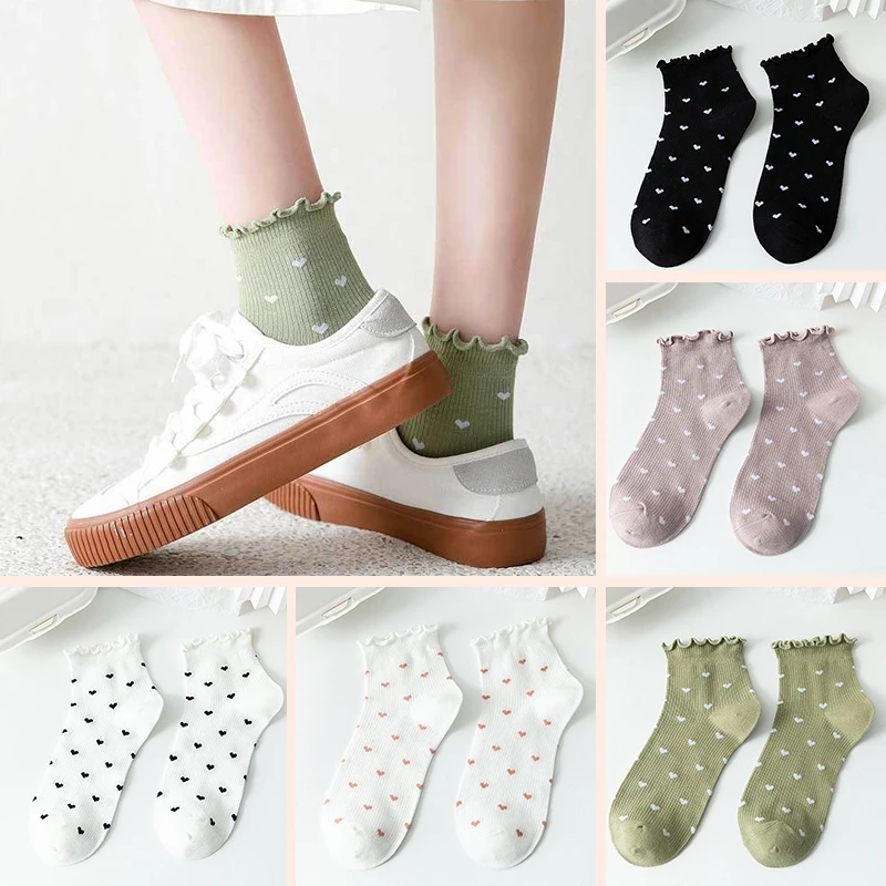 

Frilly Japan Cute Socks Ruffle Kawaii Harajuku Women Calcetines Mujer Chaussette Femme Skarpetki Damskie White Happy Cotton Sock
