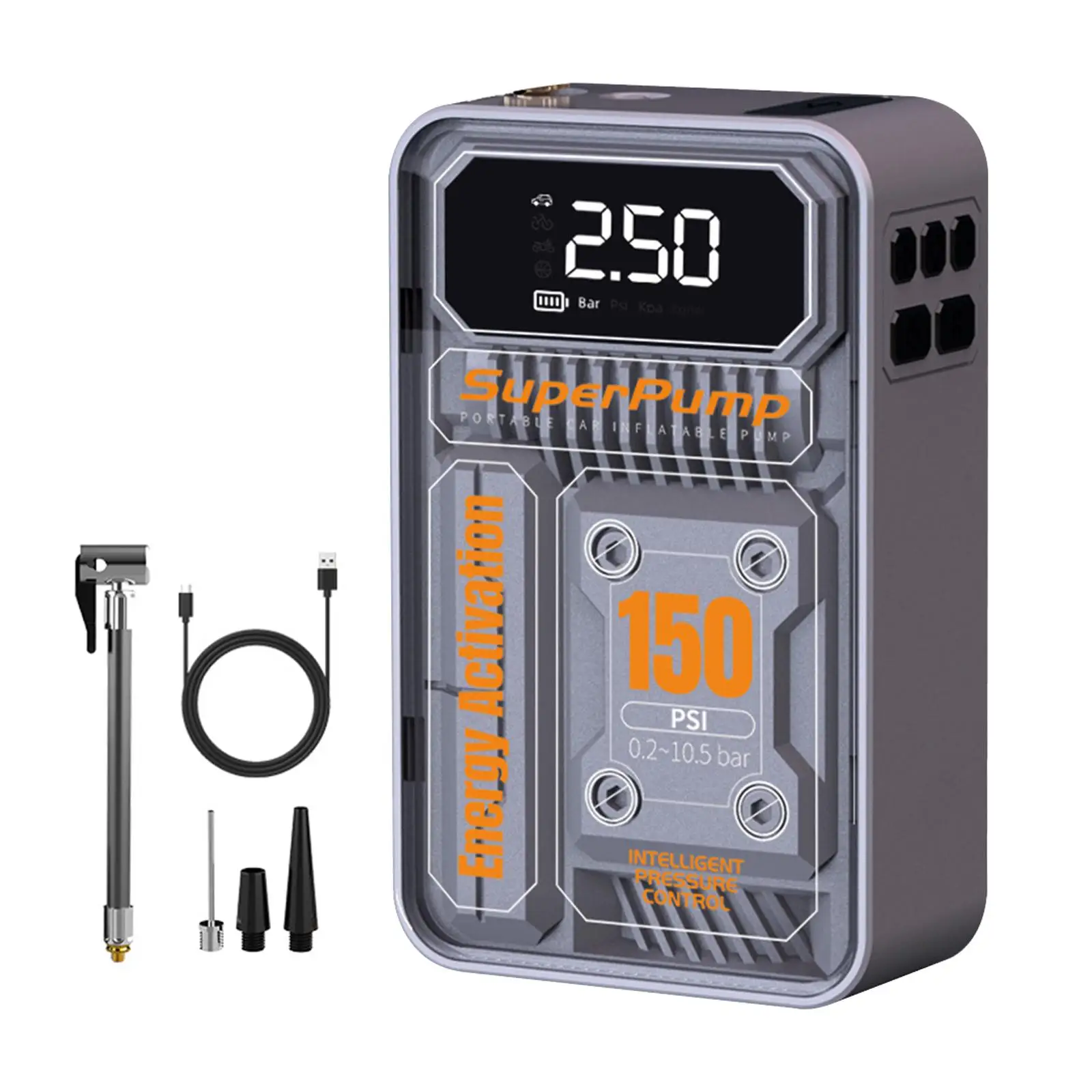 

Беспроводной насос для шин, автомобильный насос для накачки шин, для велосипедов и автомобилей, 1 комплект