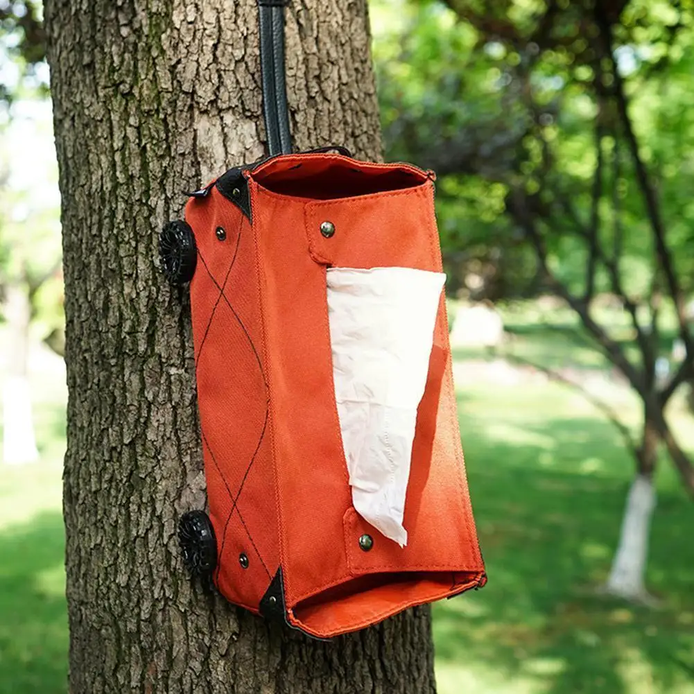 

Outdoor Camping Storage Box Mini Camping Car Hanging Shopping Trolley Cart Folding Diy Box Storage Tissue Canvas Organizer O3g1