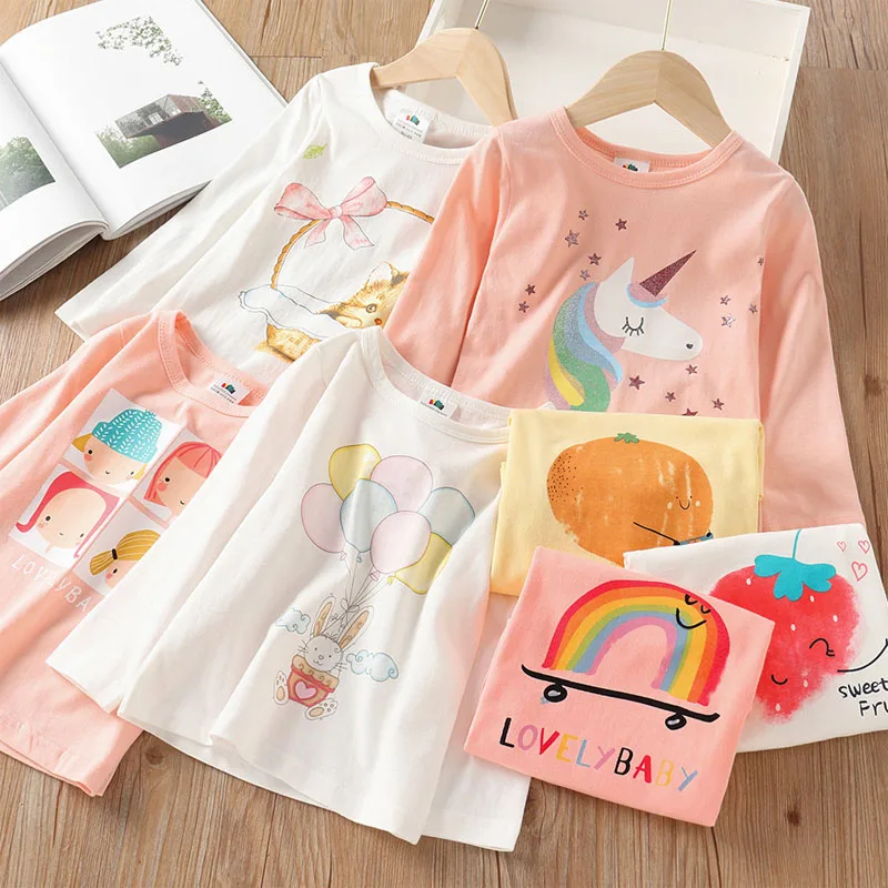 

Unicorn Girls T-shirts Children Clothing Autumn New Cartoon Long Sleeve Tees Tops Kids Clothes Baby Fall Tops 2-9Y