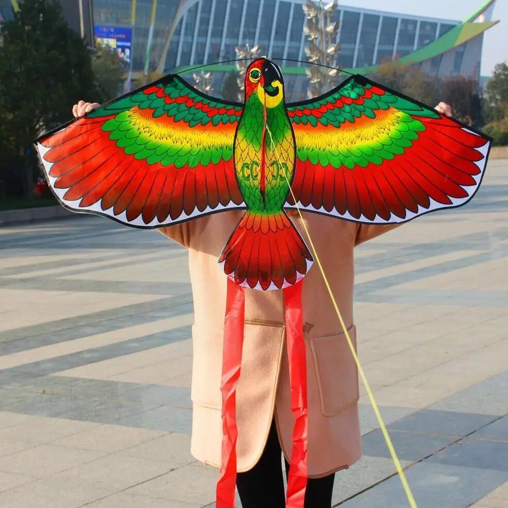 

1.1m Flat Parrot Kite With 30 Meter Single Line Outdoor Fun Flying Bird Kites Toy For Kids Gift Outdoor Parrot Kites Flying N8q4