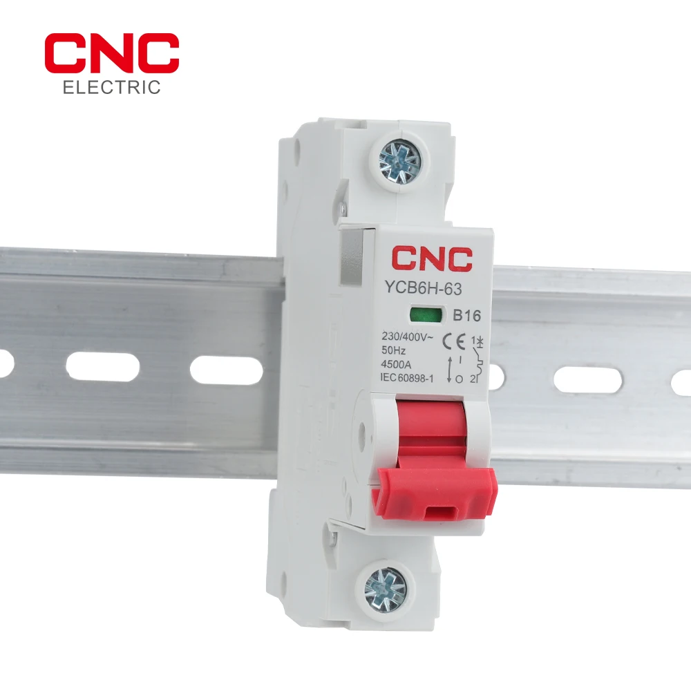 

CNC YCB6H-63 B Curves 18mm Miniature Circuit Breaker 1P B16A/B32A 4.5kA Din Rail Mount Breaking Capacity MCB