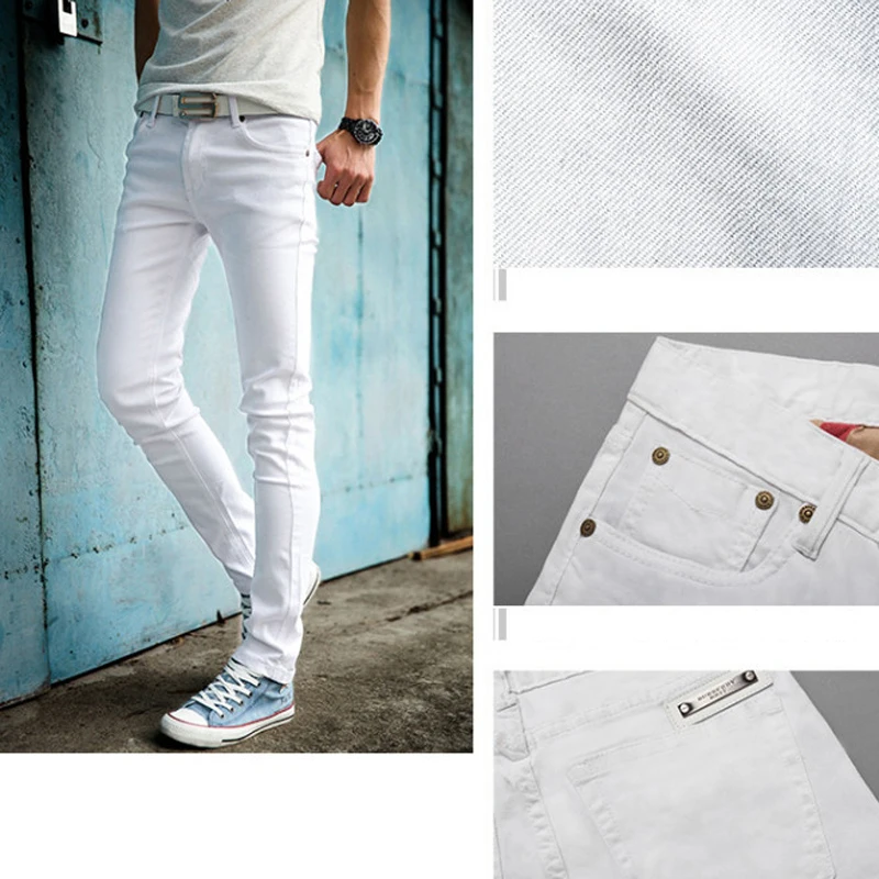 High Quality 2022 Fashion Slim Male White Jeans Men's Trousers Mens Casual Pants Skinny Pencil Pants Boys Hip Hop Pantalon Homme