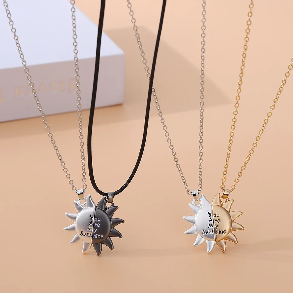 

You Are My Sunshine Flower Necklace Romantic Valentine's Day Magnet Sun Pendent Couple Necklace Jewelry Magnetic Wholesale