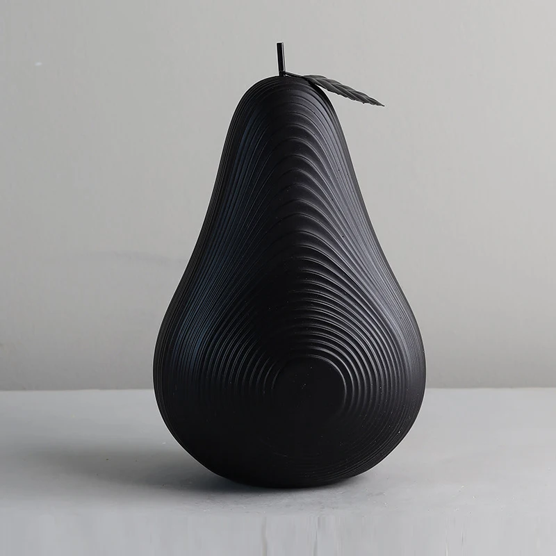 

Creative desktop ornaments small Sculpture Black White Apple Pear Ceramic Crafts Fruit Sculpture Living Room Countertops Decor