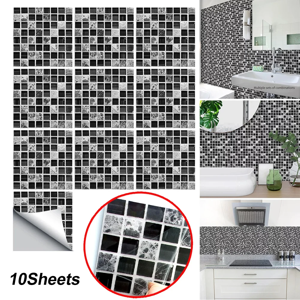 

Наклейка для мозаичной плитки, обои для кухни и ванной комнаты, самоклеящаяся 3D настенная плитка, водонепроницаемая плитка для заднего брызга, домашний декор