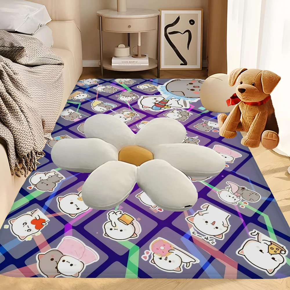 Cute Peach Mochi Cat Room Mats Retro Multiple Choice Living Kitchen Rug Non-Slip Welcome