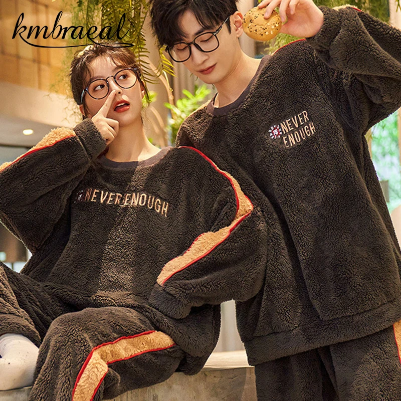 

Winter Men's Warm Pajama Sets Thick Flannel Pyjama Fashion Hooded Autumn Couple Male Pijama Cartoon Pajamas for Men Sleep Tops