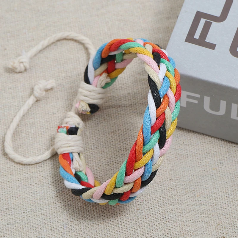 

Корейский модный плетеный вручную цветной вощеный женский плетеный браслет Регулируемая длина мужские браслеты Веревка для пар подарки