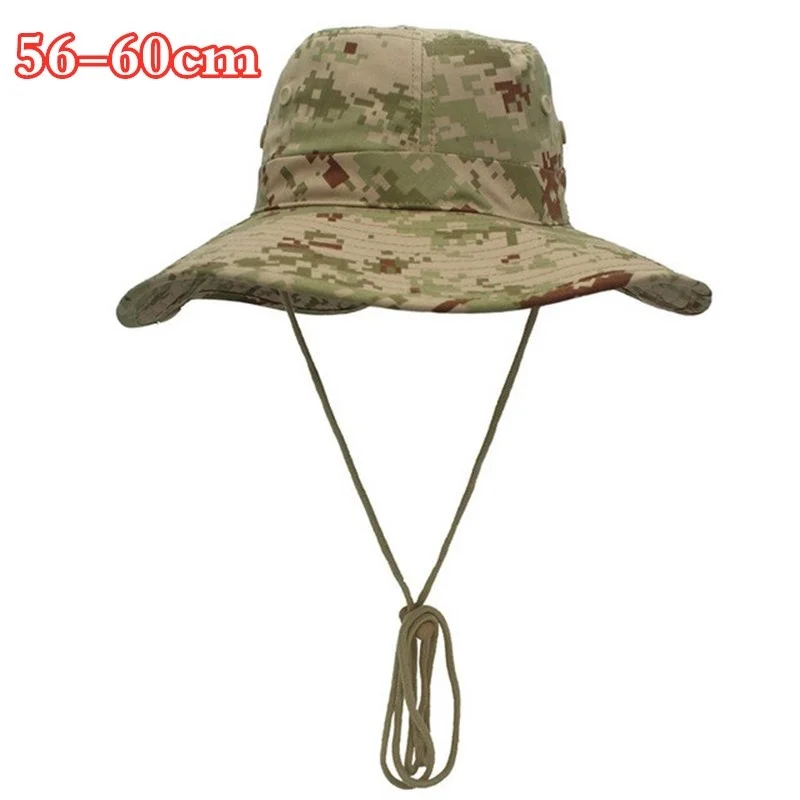 

56 to 60cm Army Fan Camouflage Tactical Cap Summer Sunscreen Breathable Outdoor Hiking Travel Sport Hat Adjustable Fisherman Hat