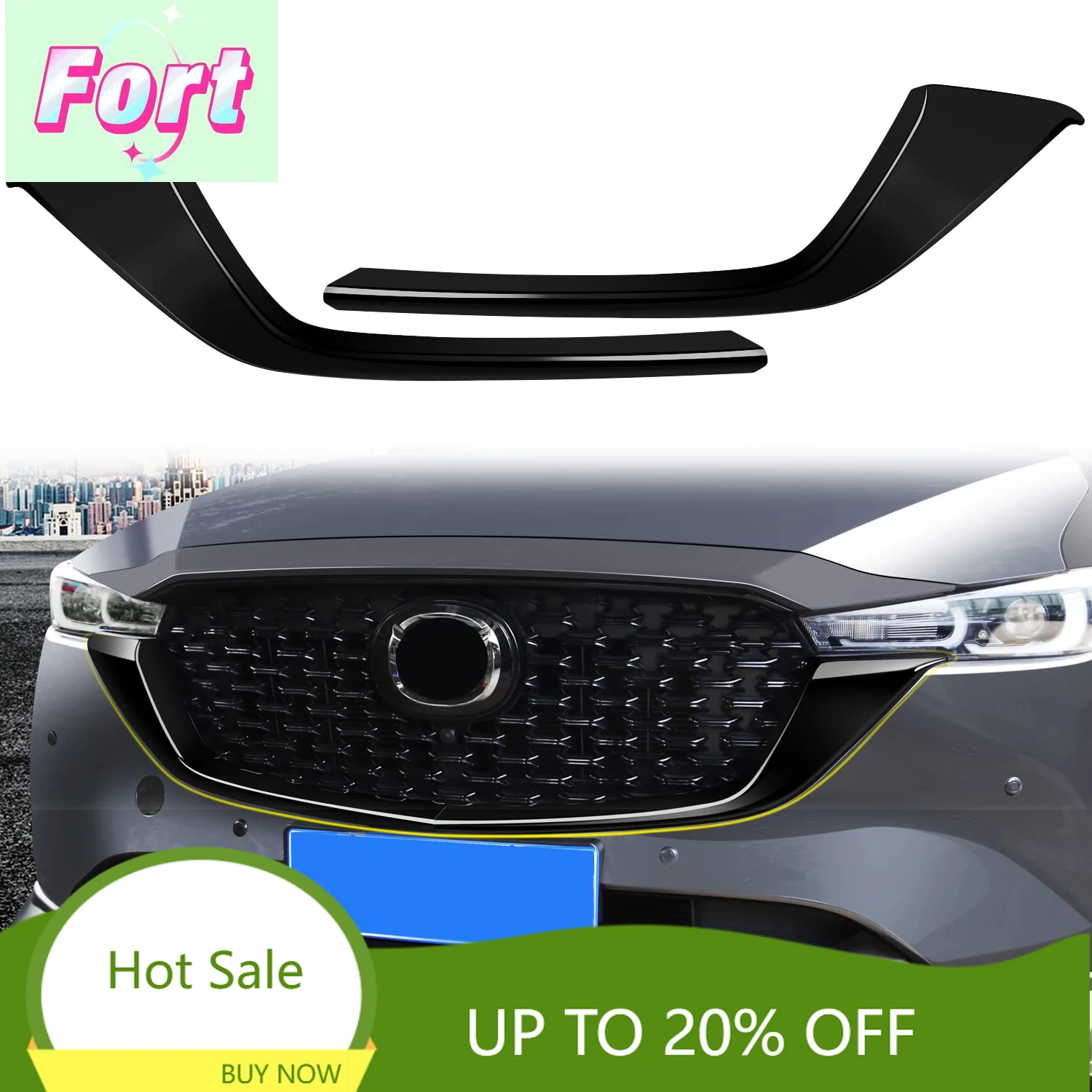 

Для Mazda CX-5 CX5 2022 2023 2024 2025, внешняя передняя центральная решетка автомобиля, полоски для литья, накладка из АБС-пластика, 2 шт