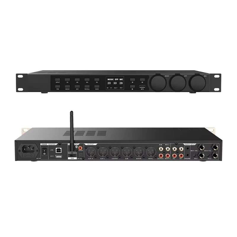 Фото Профессиональный аудиопроцессор Sound system effector с Bluetooth, USB-портом и функцией караоке, предэффектный процессор для диджеев №1